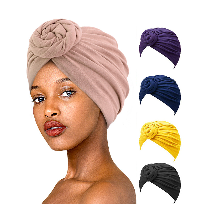 Chapeau turban musulman en coton pour femme, couvre-cheveux, bonnet, écharpe de sauna, bonnet chimio, bandanas, nœud supérieur, décor floral, nouveau