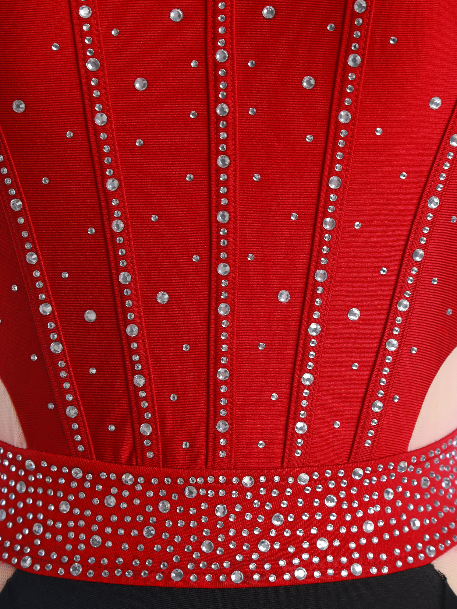 Robe de danse lyrique pour femmes, vêtements de danse modernes, sans manches, dos nu, strass brillants, maille Patchwork, jupe justaucorps