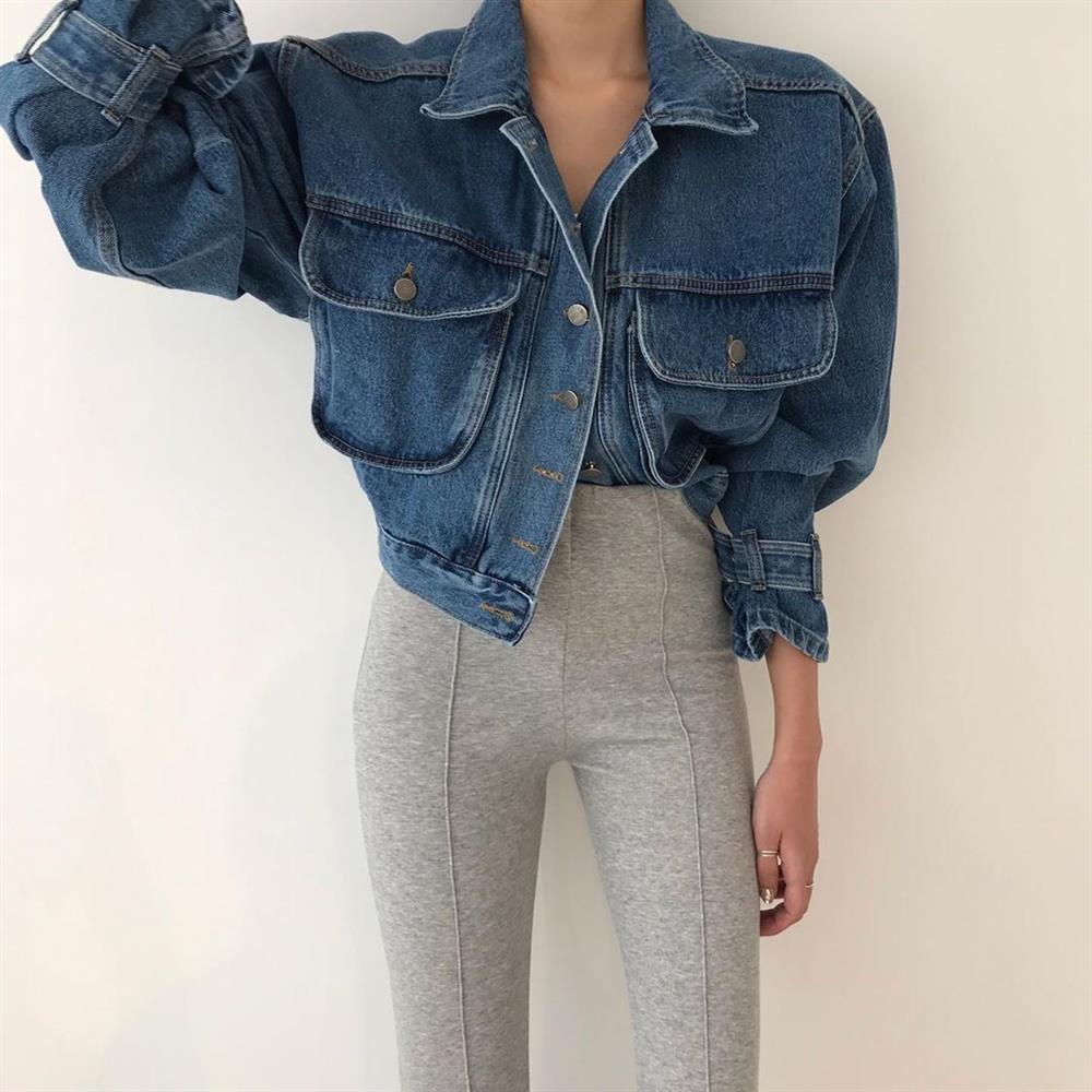 Manteaux vestes femmes haut 2022 Sexy manches longues bouffantes Y2k vêtements recadrée veste Streetwear femmes chemise en jean