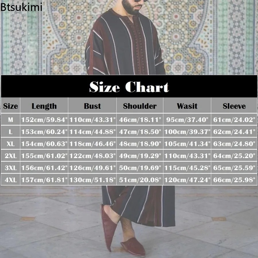 Abayas musulmans pour hommes, Vintage, longues Robes décontractées, vêtements islamiques arabes, chemise ample rayée, Jubba Thobe, robe saoudienne du moyen-orient, 2026