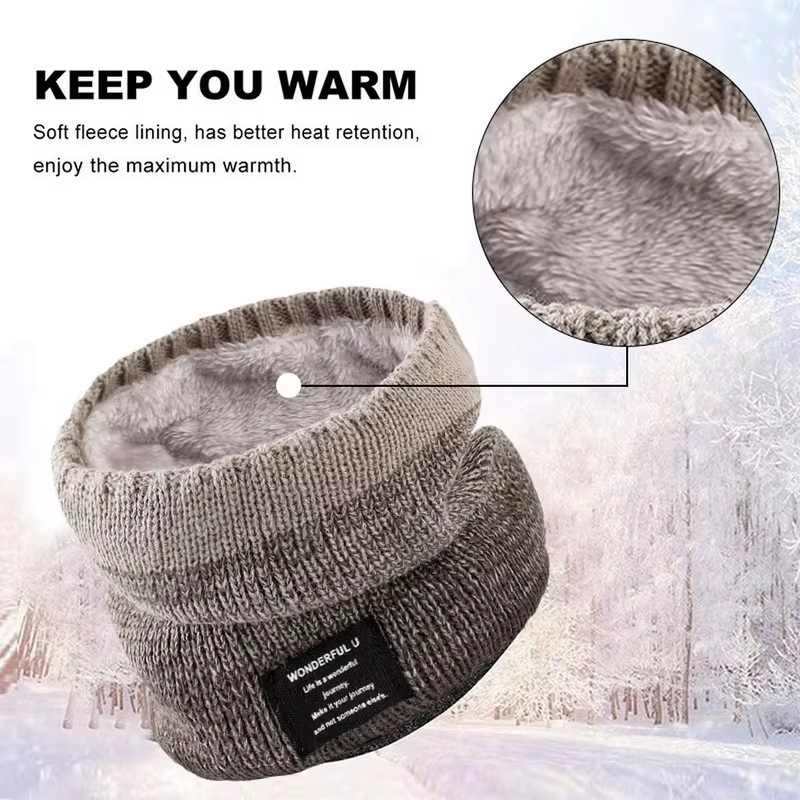 Écharpe d'hiver pour hommes, anneau polaire, Bandana tricoté, chaud, solide, chauffe-cou, cachemire épais, mouchoir chaud, masque de Ski