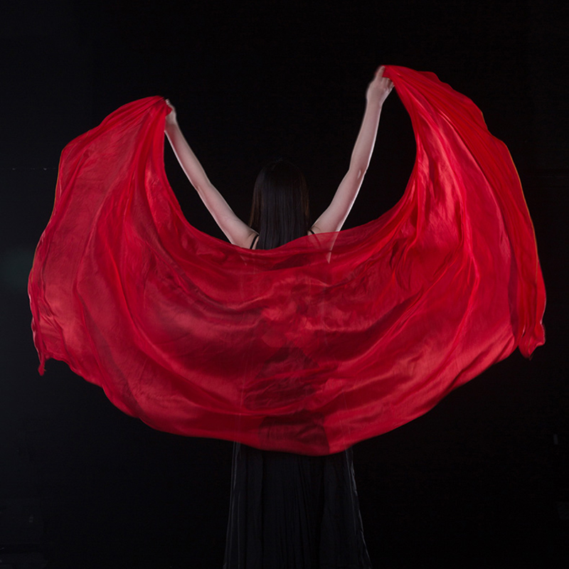 100% soie Performance danse couleur unie Texture claire voile châles femmes écharpe Costumes accessoires danse du ventre voiles 250 cm x 110 cm