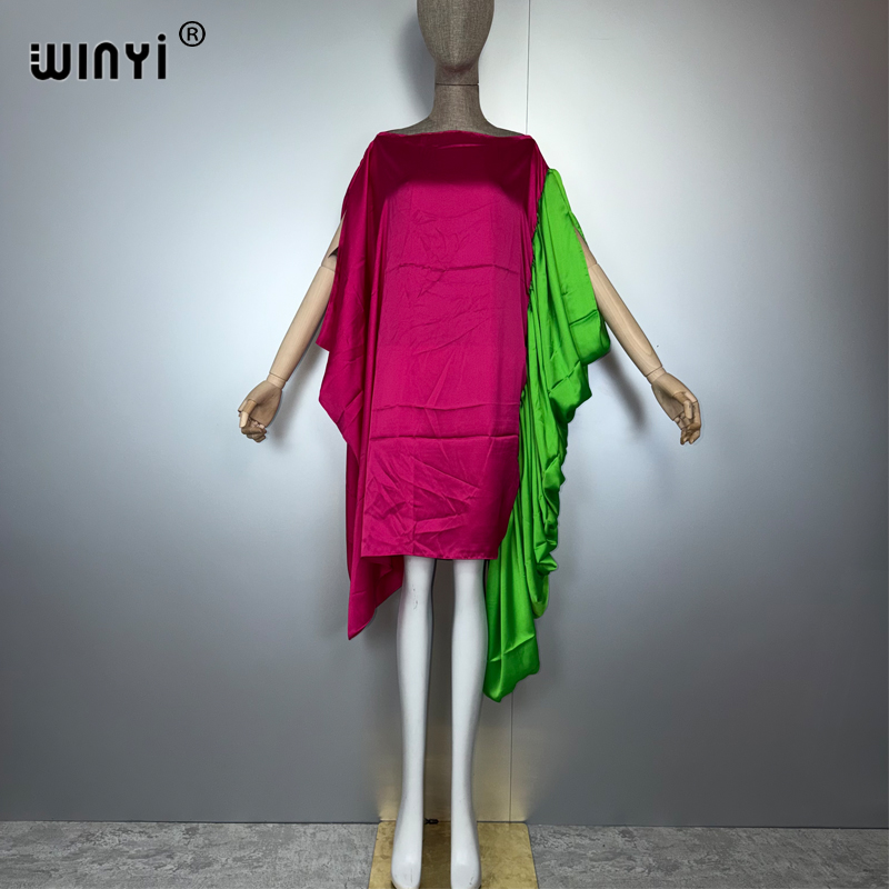 WINYI femme musulmane robes longue vers le bas caftan robe de soirée foncé col rond robe sexy femme vacances abaya dubaï luxe Caftan