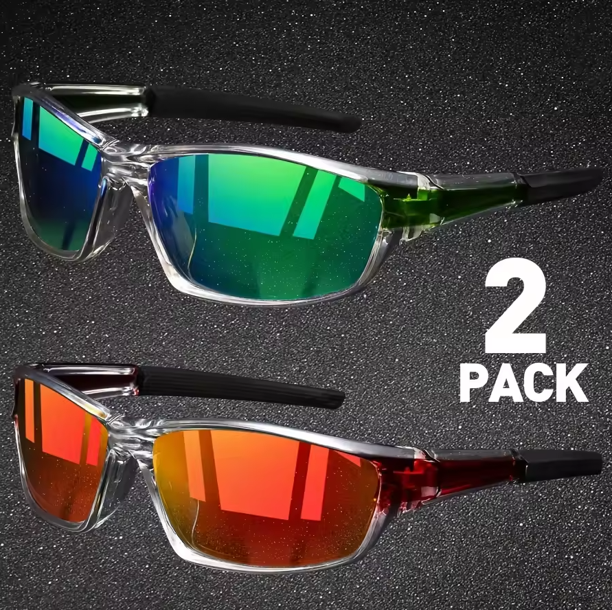 2 paires de lunettes de soleil de sport pour hommes, légères, Vision nocturne, nuances masculines, cyclisme, conduite, pêche, miroir de mode