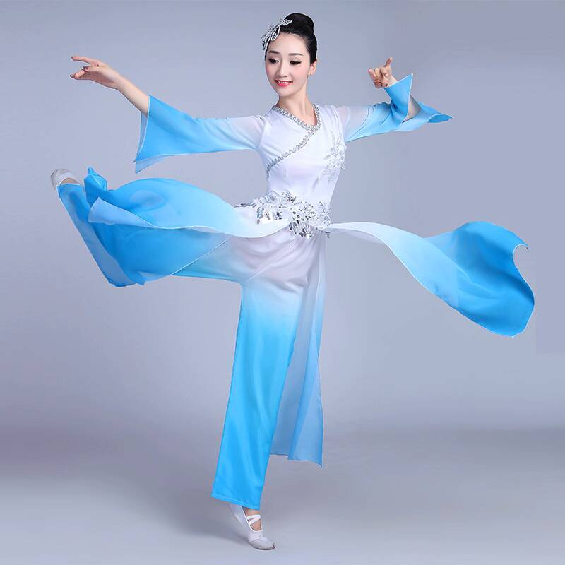 Vêtements de danse classique traditionnels pour femmes, danse folklorique chinoise, robe à manches d'eau, vêtements Yangko, pantalon prairie, jupe hanfu