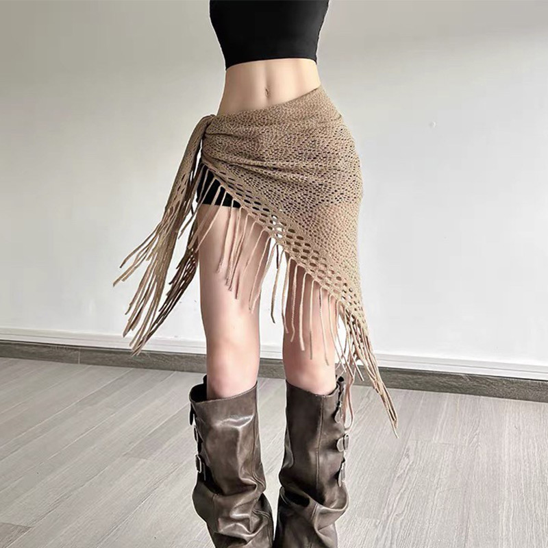 Bandana triangulaire style Wasteland, châle bohème à franges, écharpe pour la tête, le cou, la hanche, multi-usage, accessoire de mode audacieux