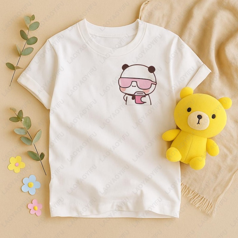 Bubu Dudu Bear chemise correspondant Couple tenue café amant unisexe adulte coton t-shirt mariage Couple saint valentin cadeau mignon décontracté hauts