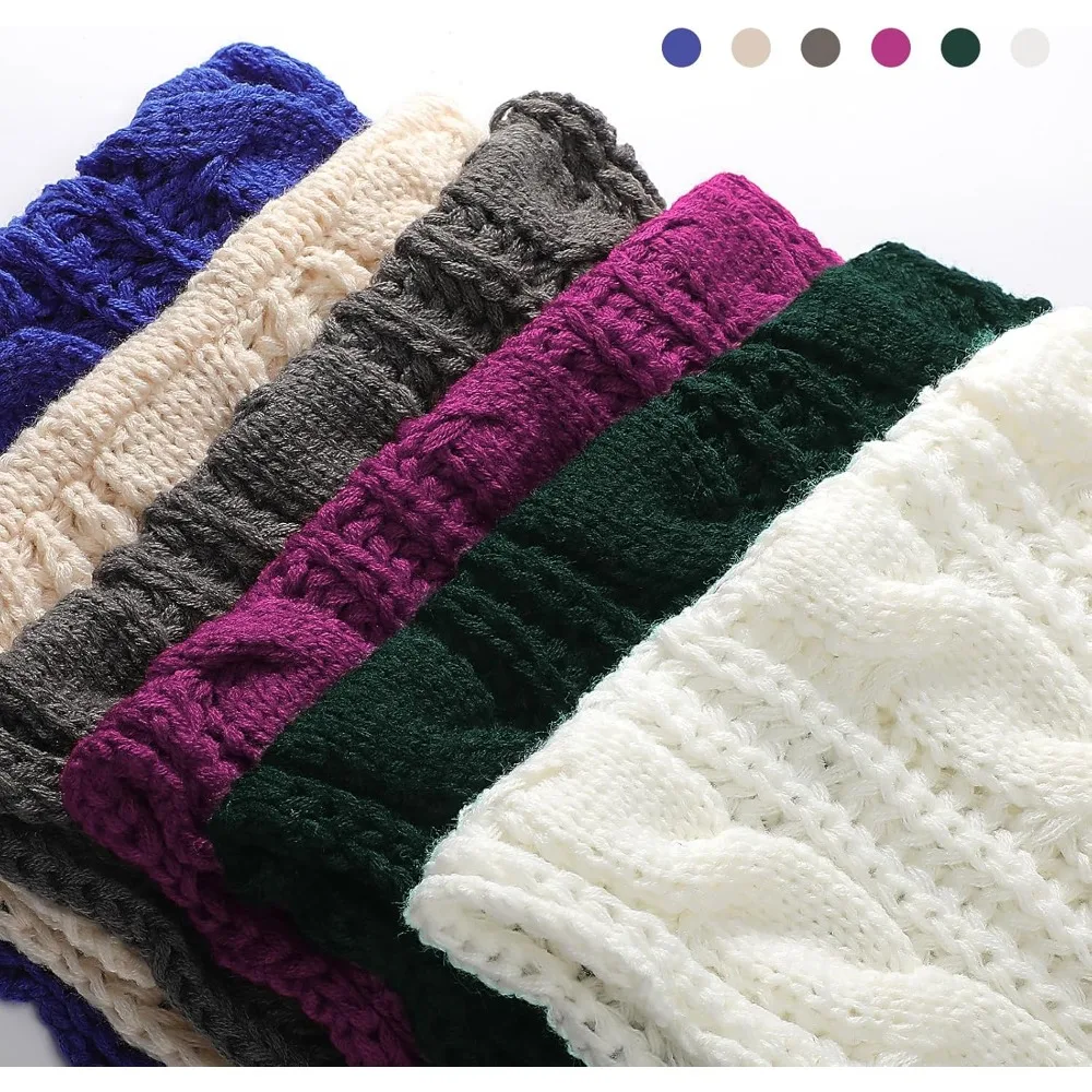Écharpe chaude d'hiver pour femmes, foulards coupe-vent élégants à blocs de couleur pour temps froid, foulards à boucle circulaire en tricot chaud d'hiver 1 pièce
