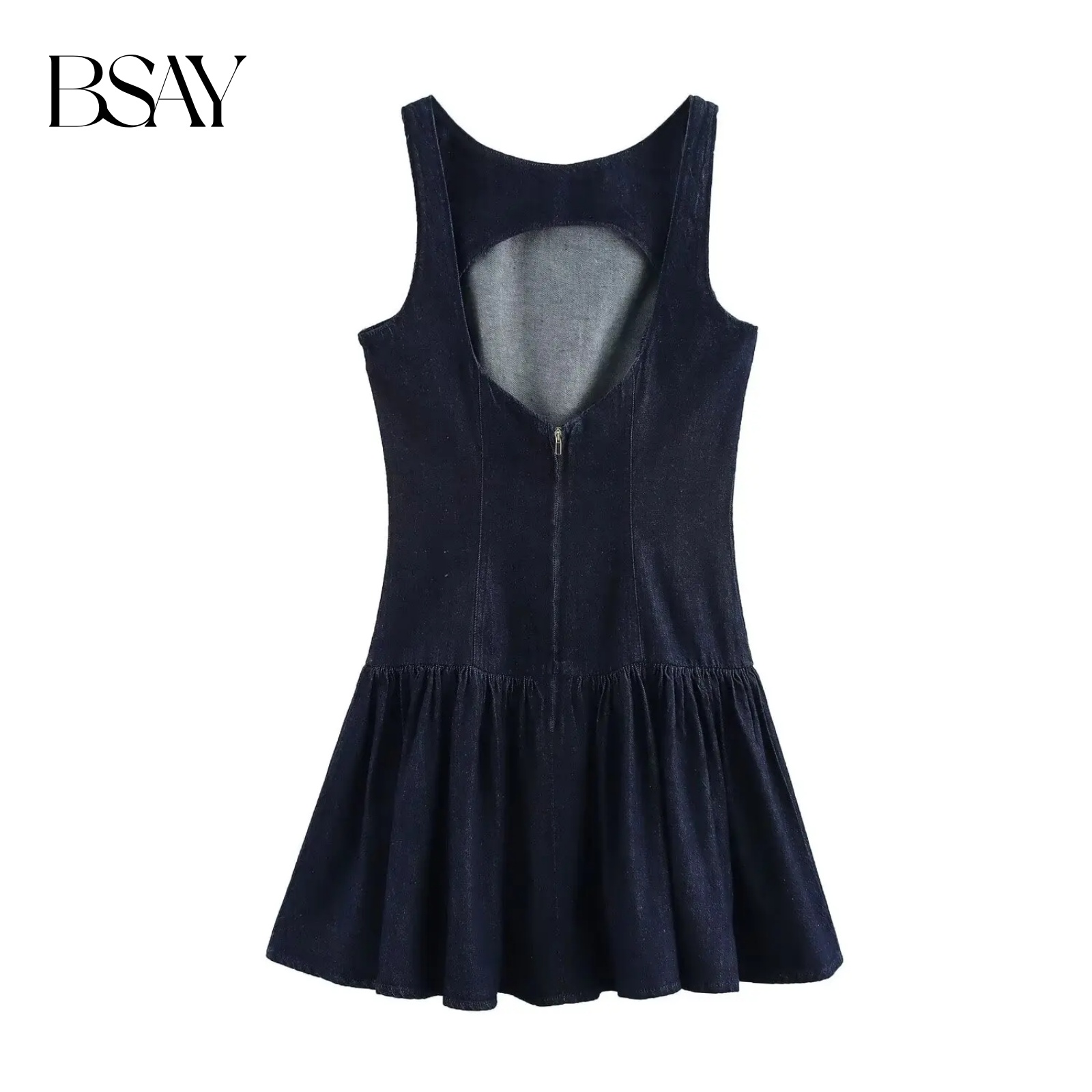 BSAY robe en jean pour femmes mode automne hiver couches décoratives dos nu Mini robes français Chic femme vêtements de soirée