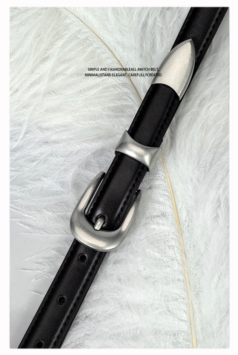 Ceinture décontractée en cuir pour femmes, de luxe, slim, à la mode, pour pantalons en jean, robes avec boucle en métal argenté