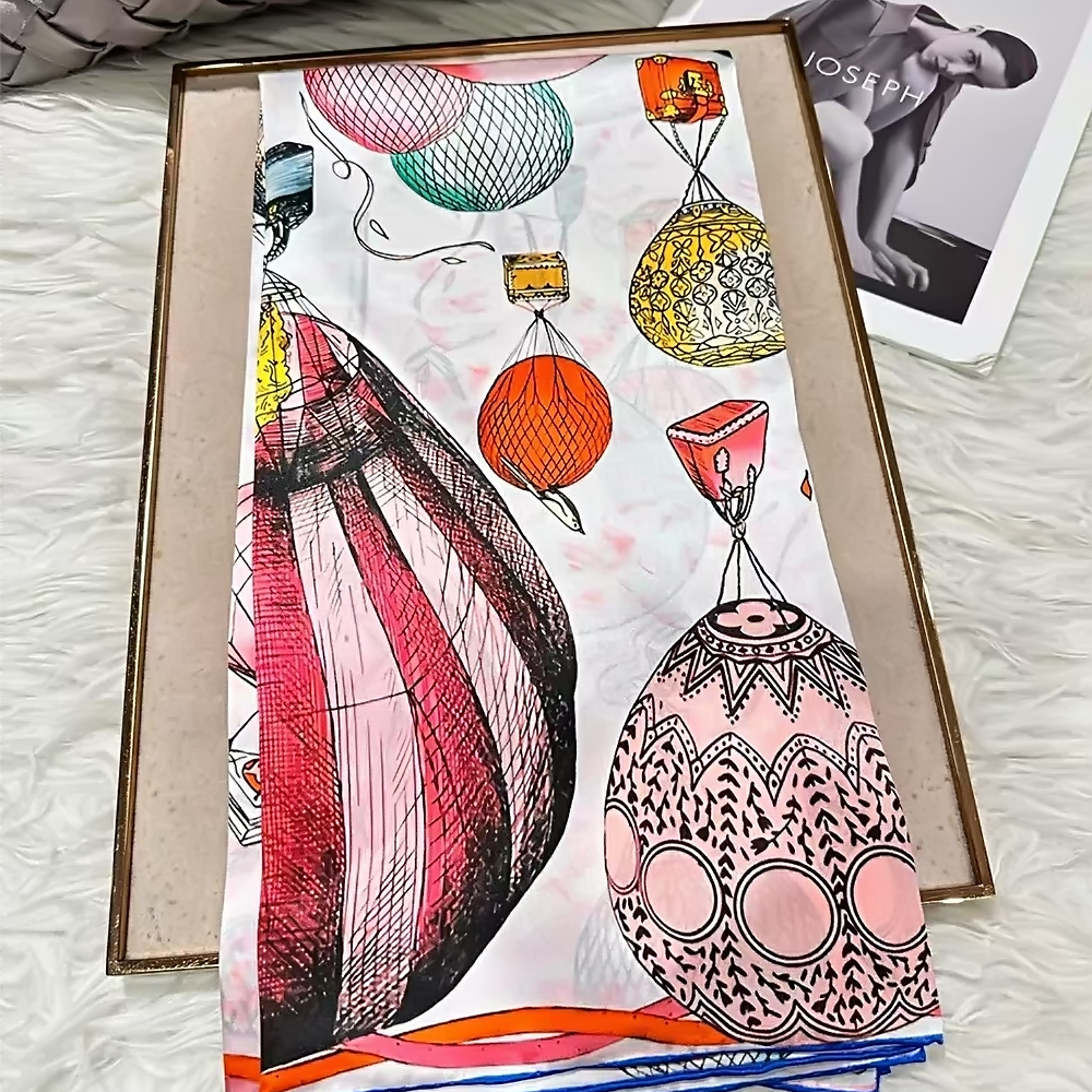 Nouveau printemps 100% foulards carrés en soie de mûrier foulards dames luxe Ballon imprimé foulard en soie naturelle châle 90*90 cm foulard de cheveux