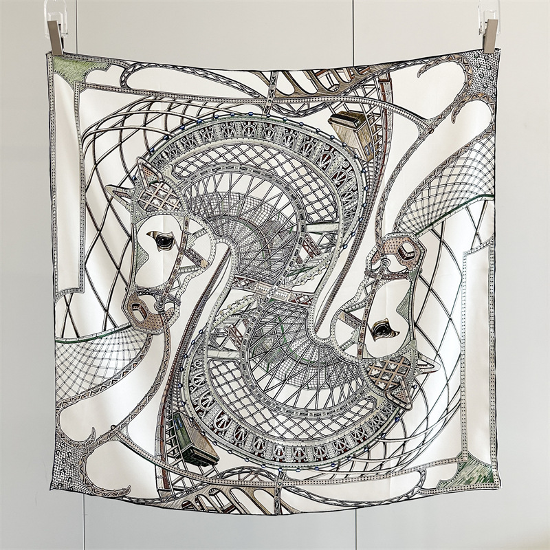 Écharpe en soie imprimée de luxe pour femmes, design de marque, 90*90cm, soie twill, châle tendance pour toutes les saisons