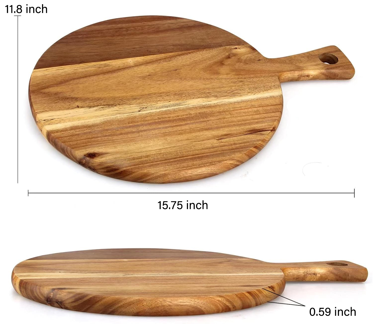 Peau à Pizza en bois, planche à Pizza de qualité supérieure avec poignée, planche à découper en bois lisse et légère, planche à découper ronde
