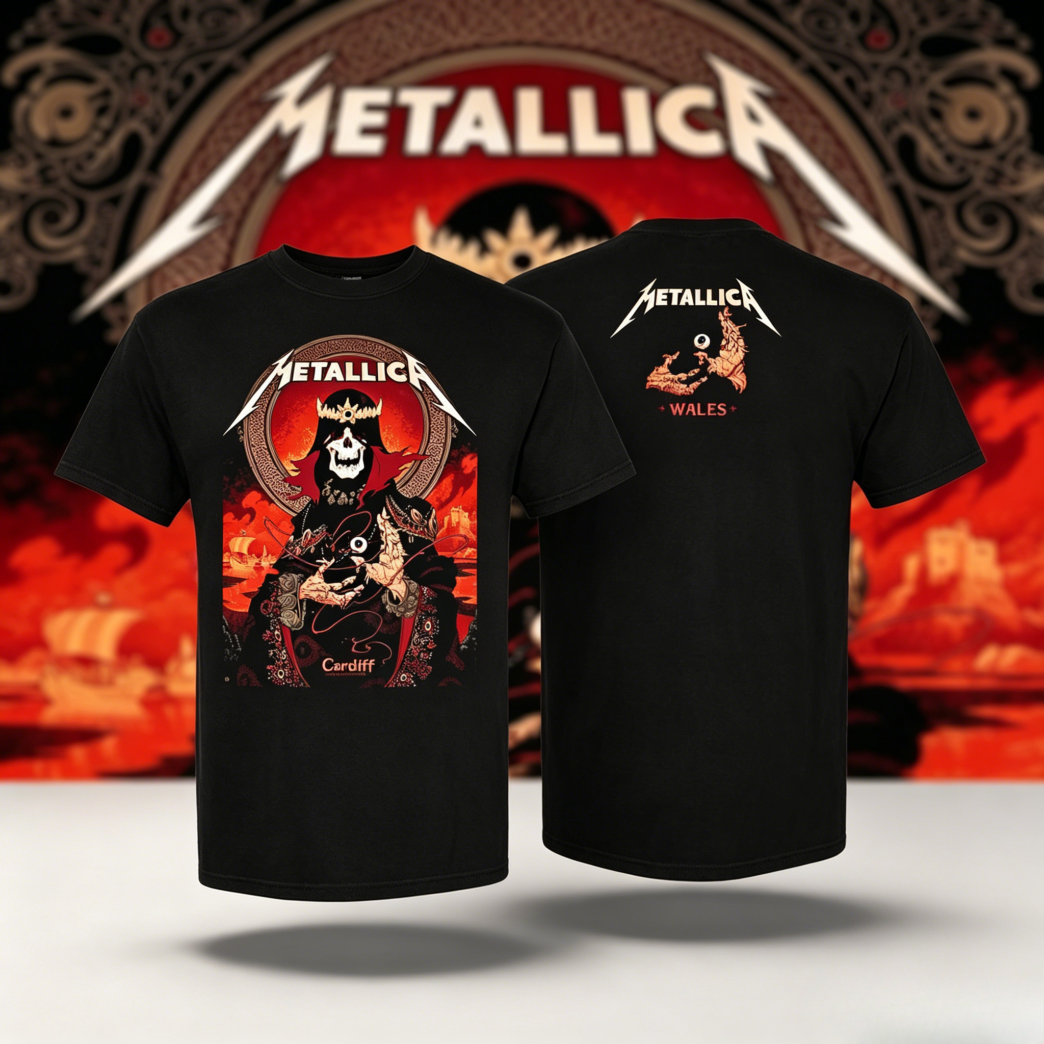 T-shirt Metallica M72 World Tour 2026 Cardiff pour hommes et femmes, vêtements d'été en coton, haut à manches courtes, Streetwear