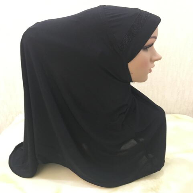 Foulard hijab à paillettes pour grandes filles musulmanes, H063, écharpe islamique à enfiler, foulard amira, haute qualité