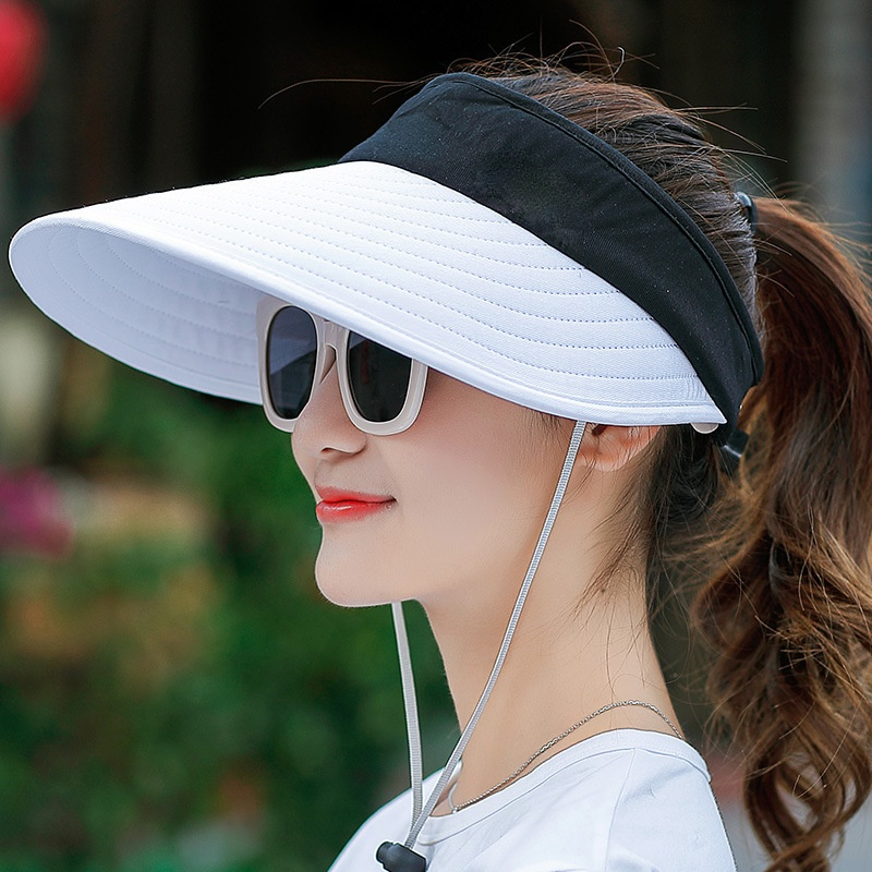 Pare-soleil d'été pour femmes, chapeau à large bord, chapeau de plage, protection UV réglable, casquette féminine pliable