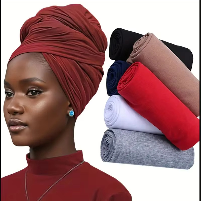 Foulard tricoté élastique Turban foulard élastique couleur unie Super doux Ultra Long bandeau respirant femmes décontracté respirant