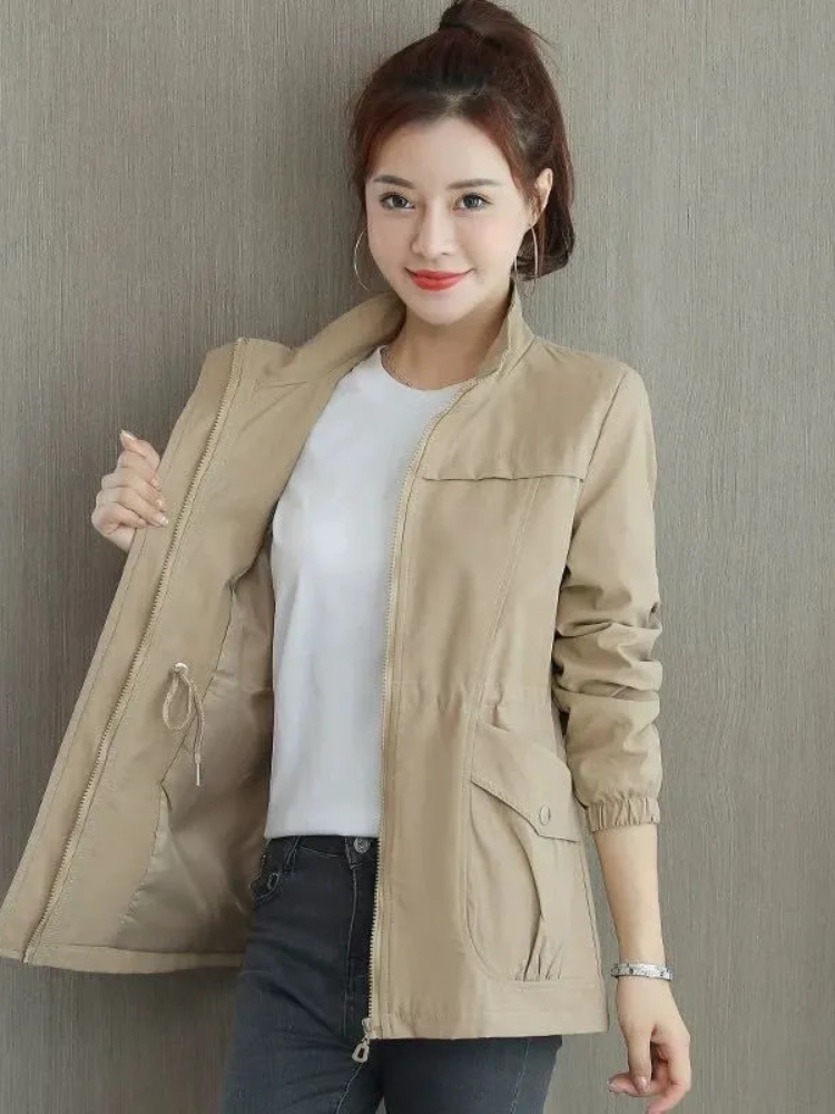 Veste courte pour femmes, coupe-vent décontracté, col montant, outillage, manteau basique à fermeture éclair, hauts avec doublure, nouvelle collection printemps automne 2023