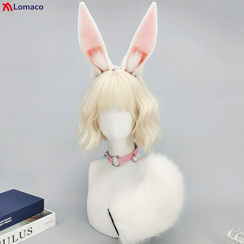 Bandeau oreilles de lapin en peluche, queue de lapin, Cosplay, coiffure de fête pour femmes, spectacle de bande dessinée, accessoires de Costume