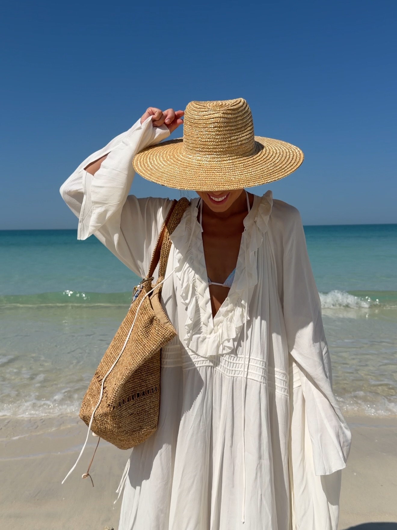 Robe de plage drapée à volants pour femme, col en V, style paréo, idéale pour l'été