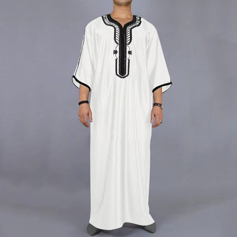 Robe longue blanche en coton pour homme, tenue musulmane unisexe, robe islamique pour homme et femme, style arabe, pour toutes les saisons
