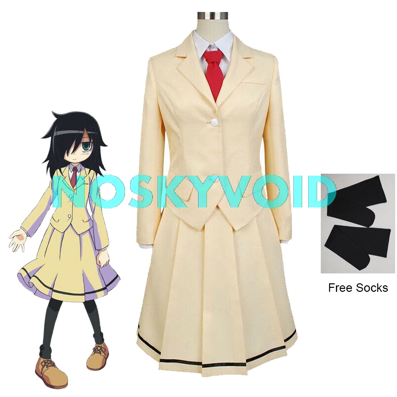 Costumes de cosplay Kuroki Tomoko Watashi Ga Motenai No Wa Dou Kangaetemo Omaera Ga Warui WataMote Uniforme Femme Perruques