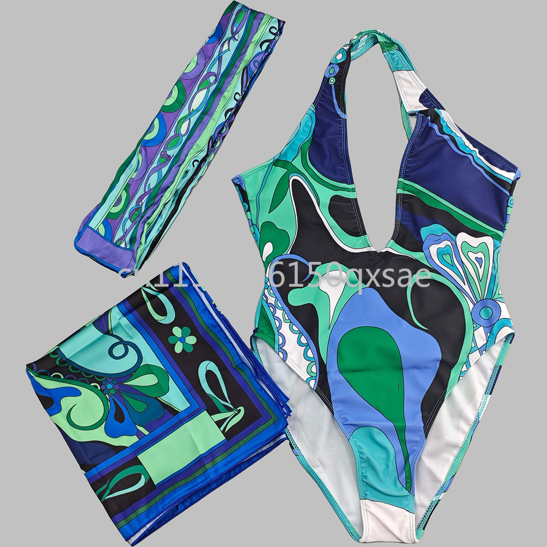 Maillots de bain classiques pour femmes avec foulard bandeau et logo signature, ensembles de bikinis sexy, tenues de plage