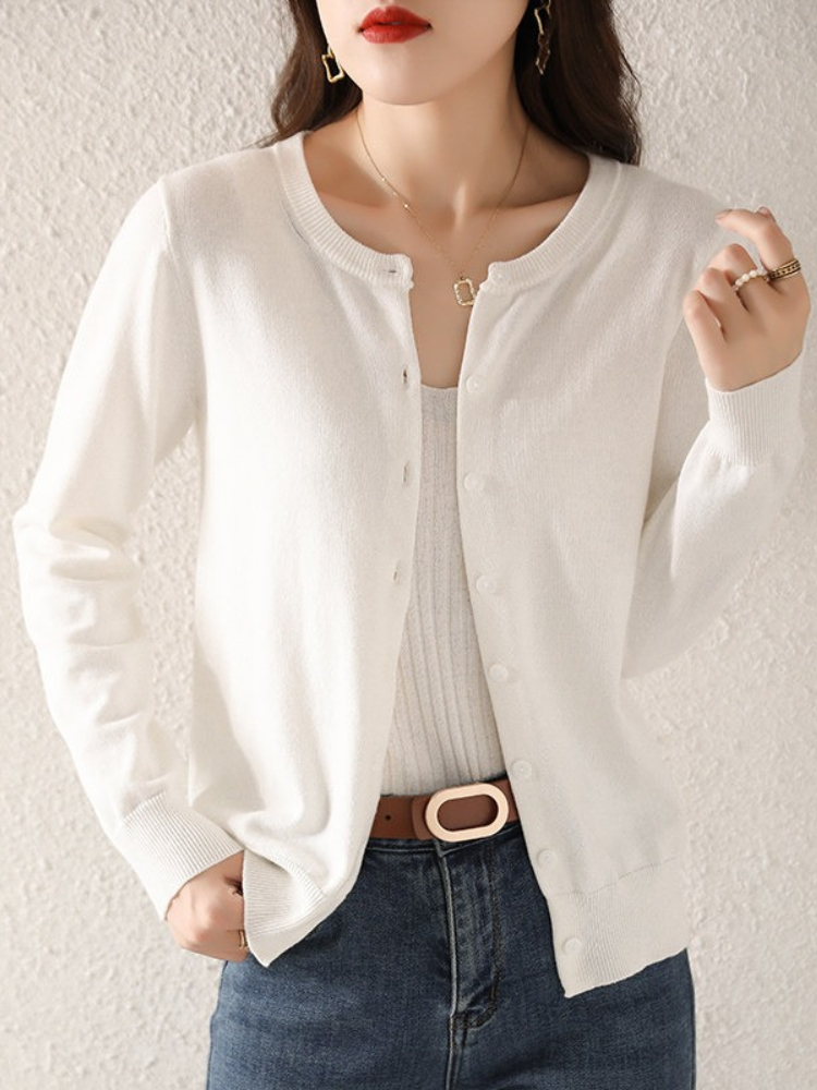 Cardigan Femme 2026 Nouveauté Automne Pull en Tricot à Manches Longues Léger Respirant Vêtement d'Extérieur Simple Manteau de Protection Solaire Décontracté