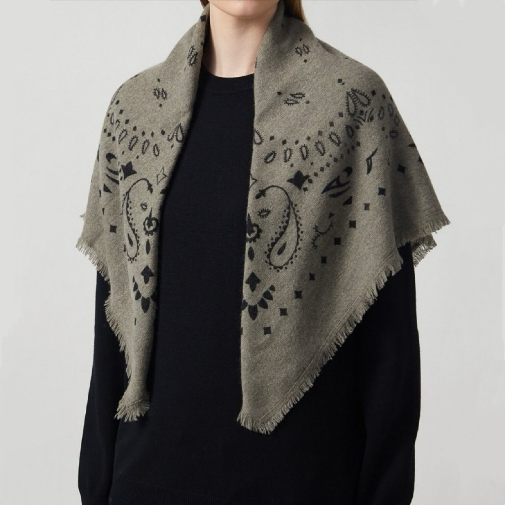 Écharpe carrée tricotée à imprimé tendance pour femme, châle léger et doux à franges, accessoire décontracté pour le cou, 2026, pour femme