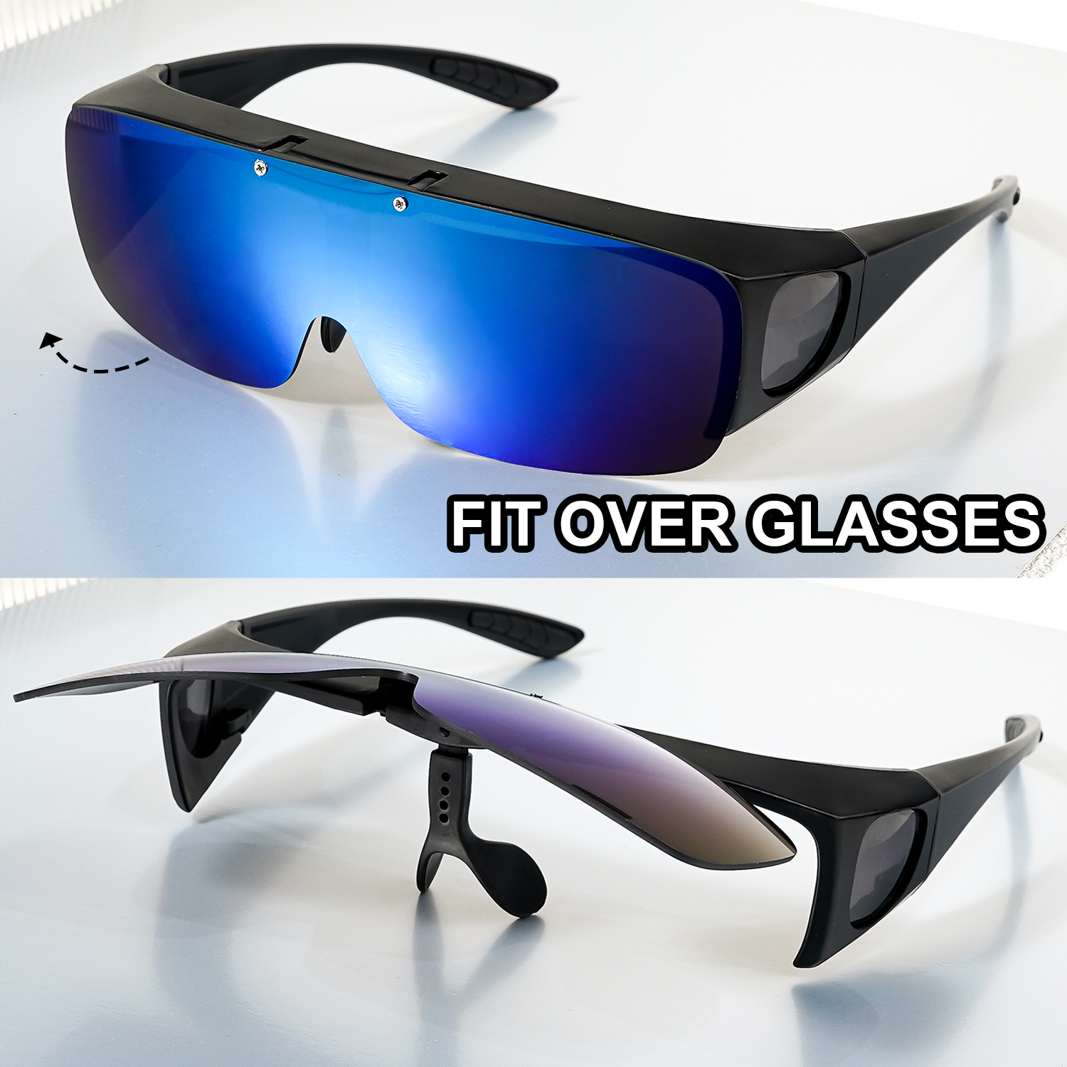Lunettes de soleil superposables, lunettes de mode pour hommes et femmes, protection enveloppante, idéales pour la conduite