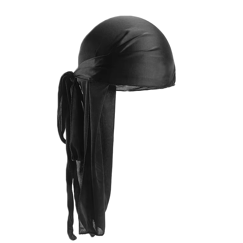 Bonnet Durag en soie pour hommes, Bandana soyeux Du Rag Doo Rag, casquette à longue queue ondulée