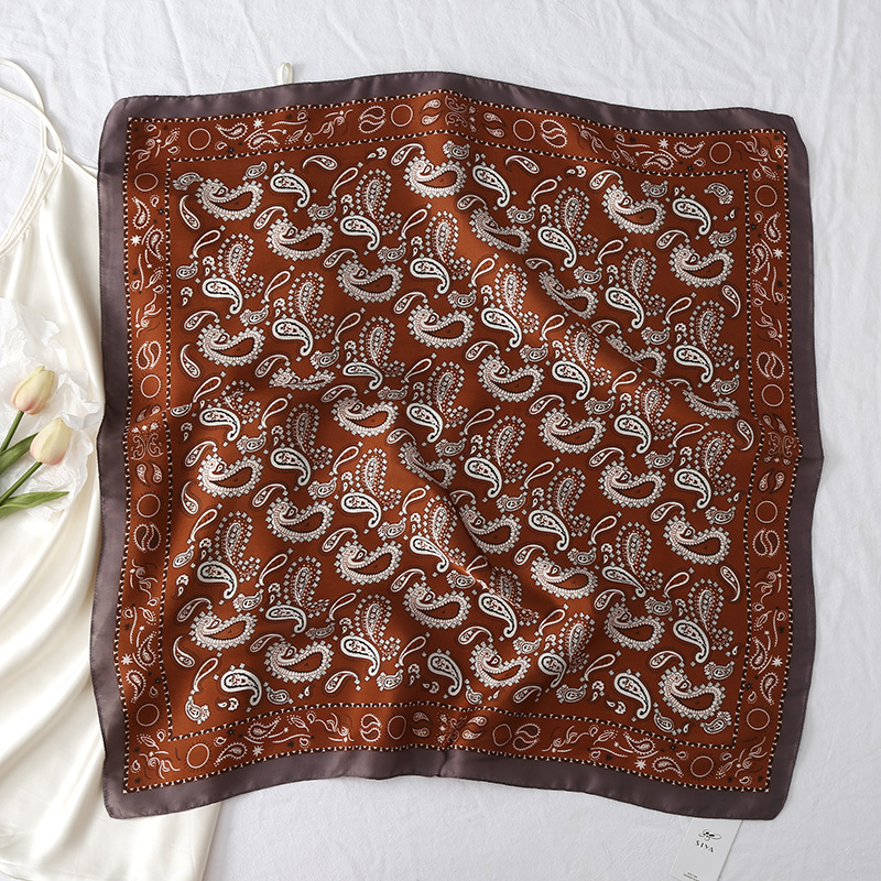 90*90 cm Paisley soie Satin cheveux écharpe femmes foulard imprimé femme carré Bandana cou Hijab dame châles foulards Sjaal