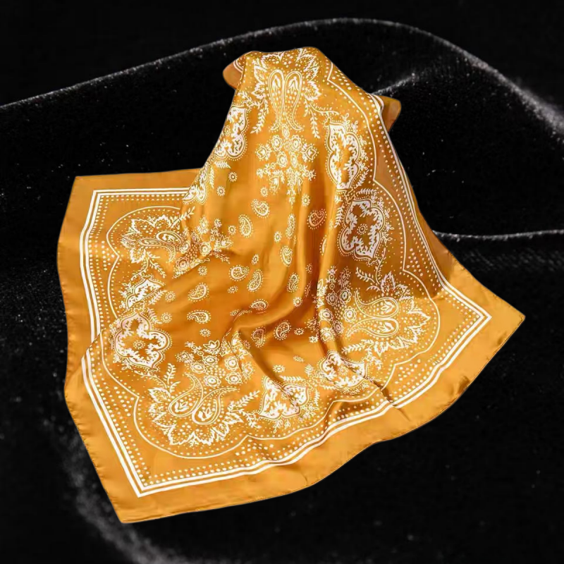 Foulard carré en soie style bohème motif cachemire, style vintage américain, best-seller pour femme, écharpe de cou, bandeau pour cheveux