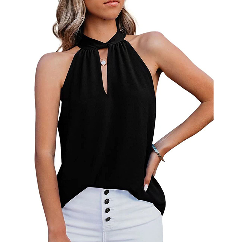 Gilet à col licou pour femmes, épaules dénudées, pull à la mode avec sangle à nœud, débardeur Sexy, chemise sans manches pour le bureau, nouvelle collection 2025