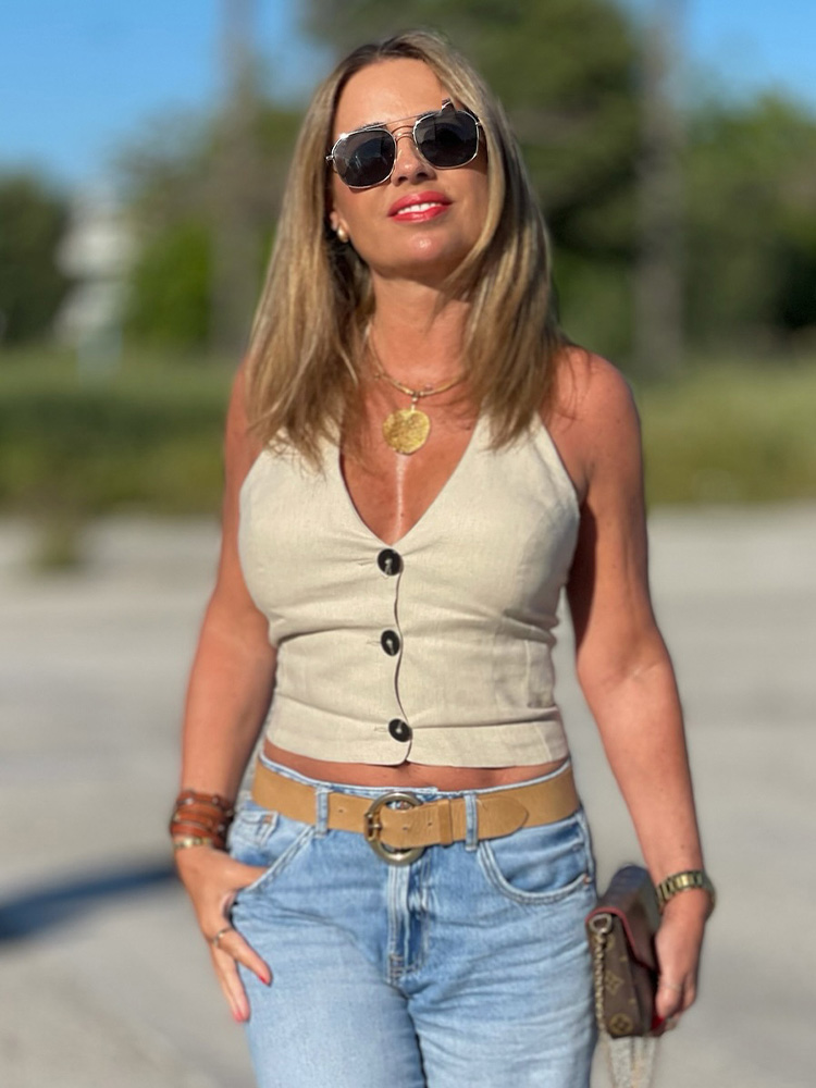 HH femmes jupe ensemble col en v simple boutonnage solide court gilet haut + mode taille haute fermeture éclair ourlet fendu ceinture conception jupe Midi