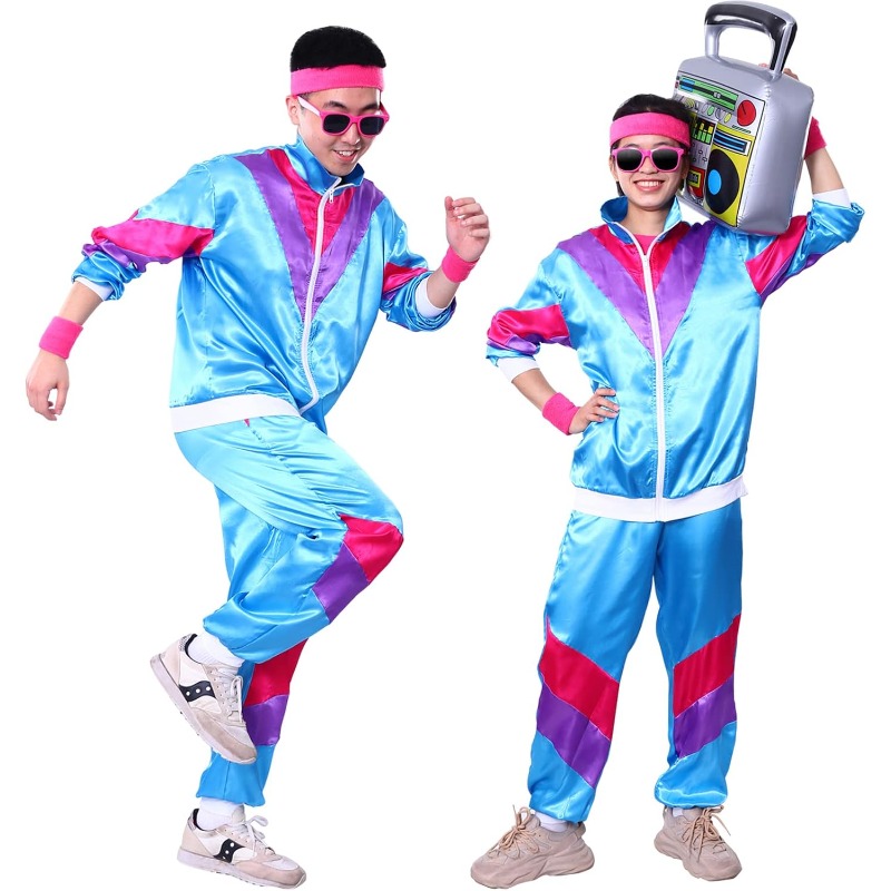 Costumes de survêtement pour hommes, Costume Hip Hop Shell des années 90, veste de survêtement rétro des années 80, Costume Disco, coupe-vent et pantalon