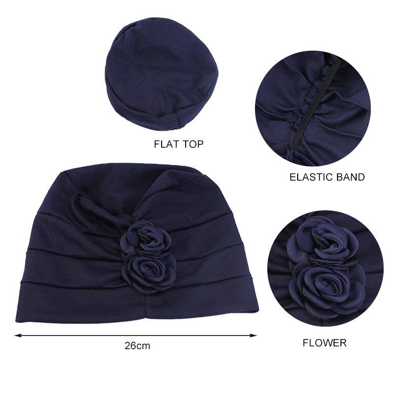 Bonnet turban musulman pour femme, couvre-chef souple, bonnets pour perte de cheveux, chapeau de chimio contre le cancer, hijab islamique, couleur unie, fleur décorative, nouveau