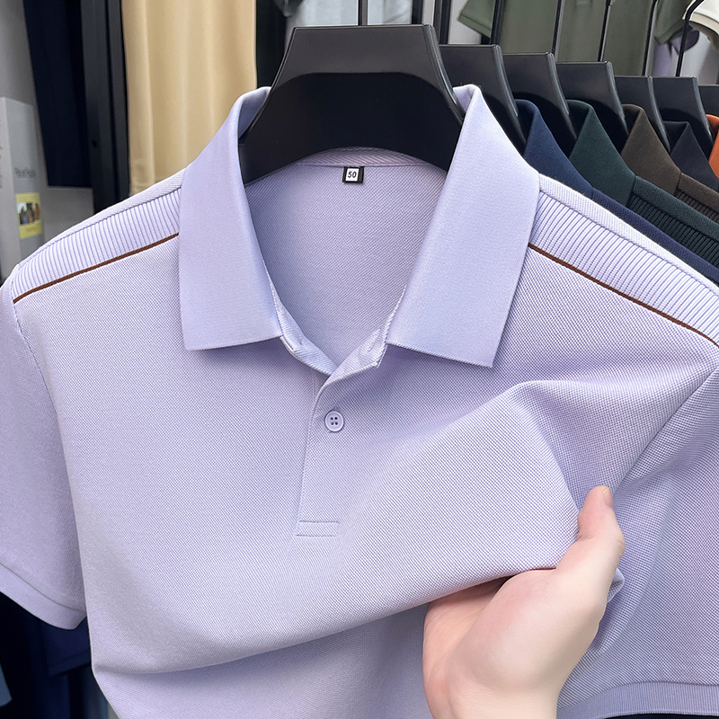 Marque haut de gamme coton mercerisé manches courtes polo Summer Fashion confortable respirant Business Casual monochrome hommes t - shirt