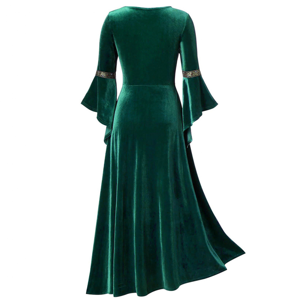 Robe irlandaise en velours Renaissance pour femmes, costumes de sorcière médiévaux, costumes de fête victoriens pour Halloween