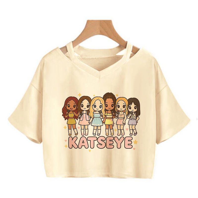 Femmes Style coréen culture hauts chaud gothique Y2k T-shirt graphique Vintage T-shirt femmes Katseye imprimer Sexy recadrée T-shirt vêtements
