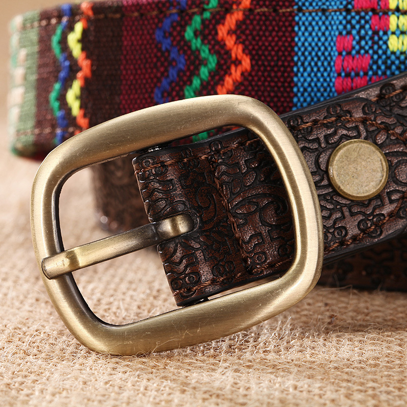 Ceinture florale sculptée de Style ethnique pour femmes, broderie colorée en cuir PU, accessoires Vintage, ceinture de marque de styliste