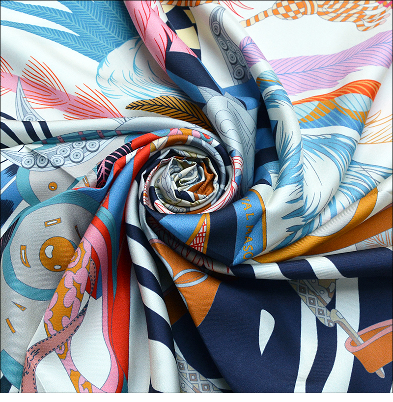 Écharpe en soie décorative rose 90*90, foulard en satin de soie, processus d'impression sur écran, bords frisés à la main "M90F275-2"