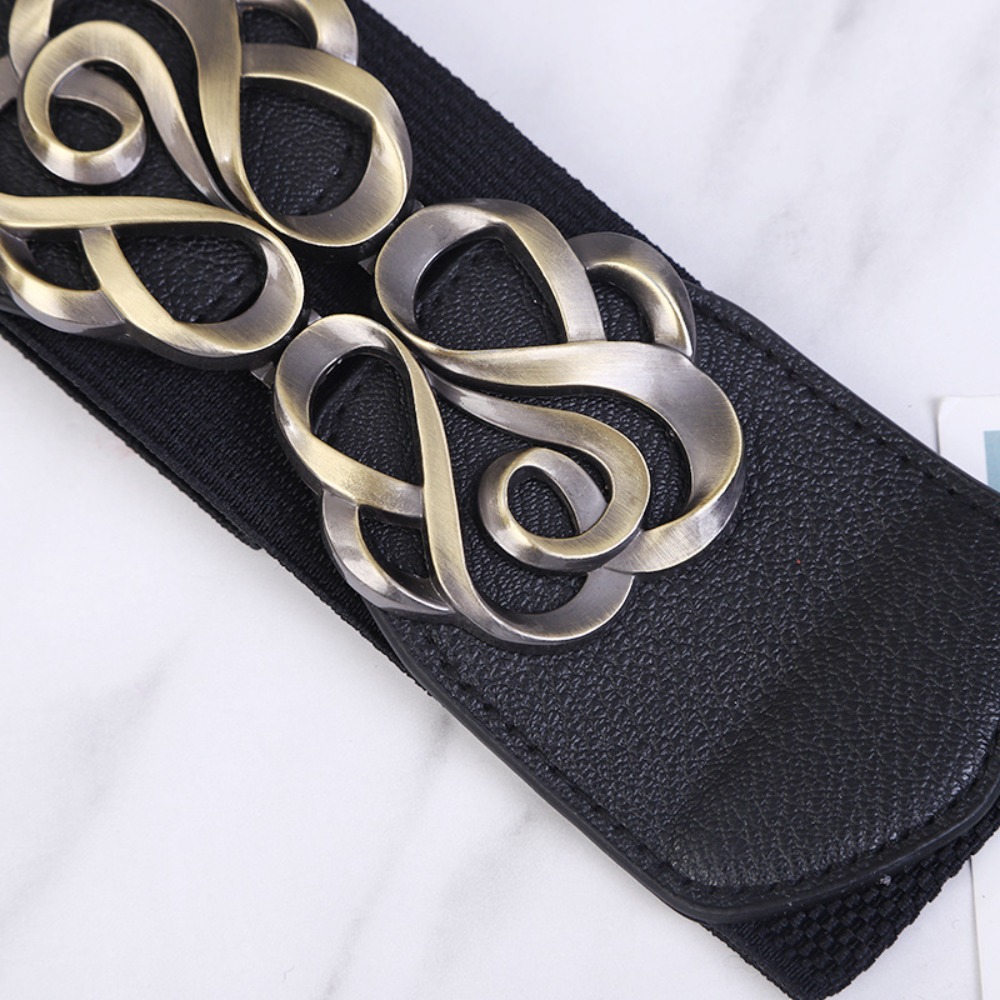 Ceinture en cuir de haute qualité pour femme, 60-80cm, pour robe, élastique, laiton, rétro, structure, pardessus, bande étirée, durable