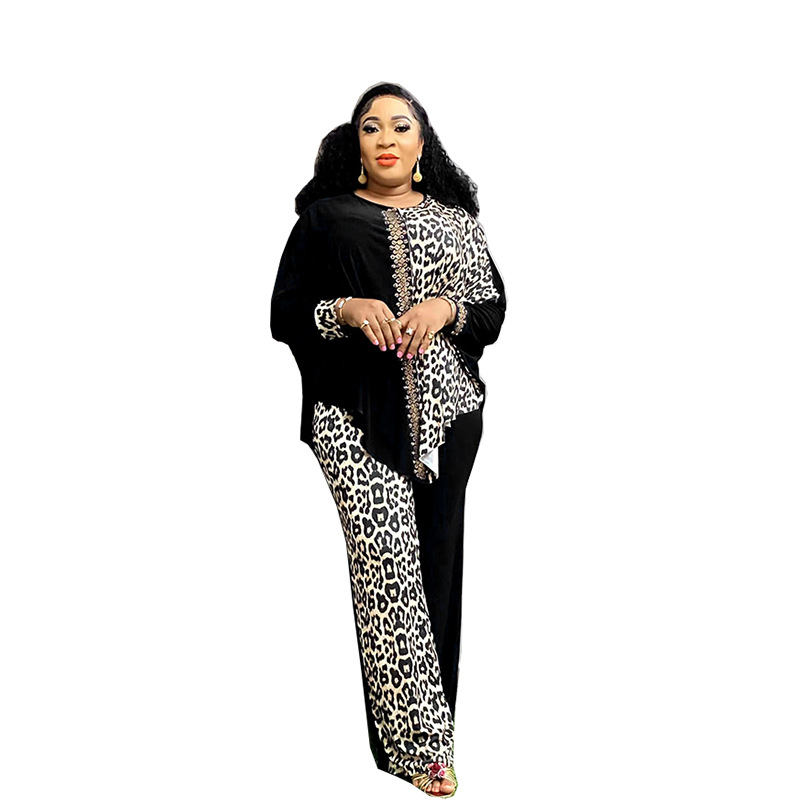 Ensemble Dashiki Africain Élégant à Manches sulfet Col Rond pour Femme, Vêtements Assortis de Grande Taille, Automne, 2 Pièces