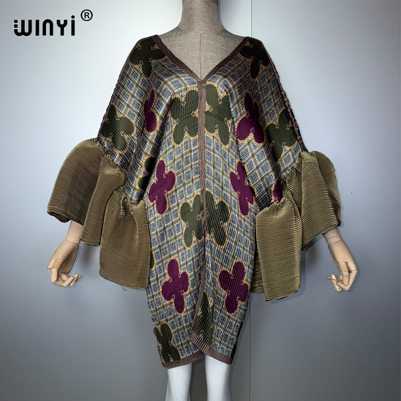 Robe plissée élastique d'été WINYI pour femme, style bohème ample, paréo de plage, maxi kaftan, abaya de luxe pour soirée à Dubaï, style musulman