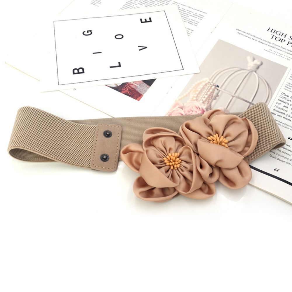 Large ceinture élastique florale Chic décontracté grandes fleurs ceinture à la mode dames robe Cummerbands jupe robe manteau décor accessoires
