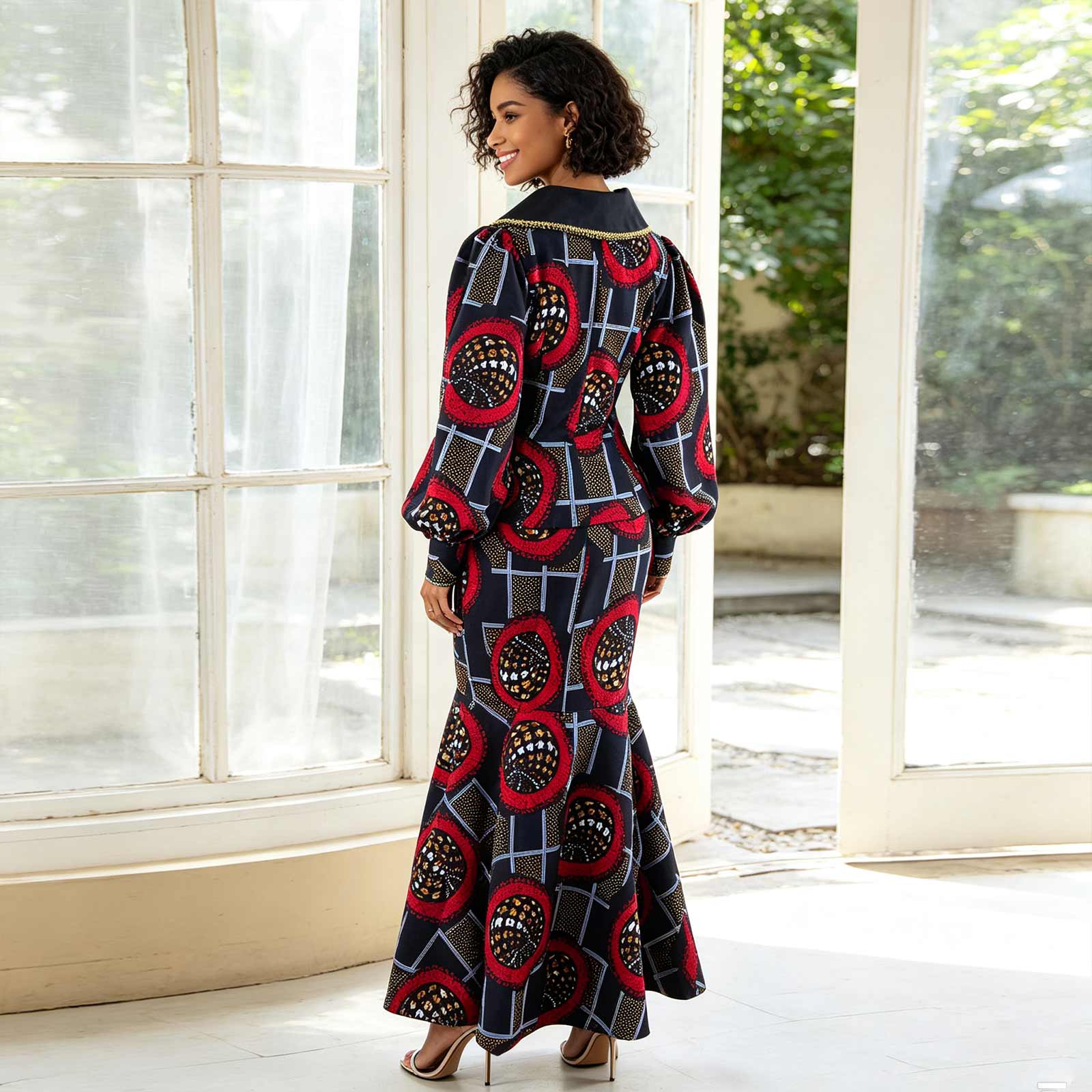 Vêtements africains pour femmes, chemises à manches longues à simple boutonnage brodées et jupes mi-longues, ensembles imprimés, tenues Ankara, 2626041