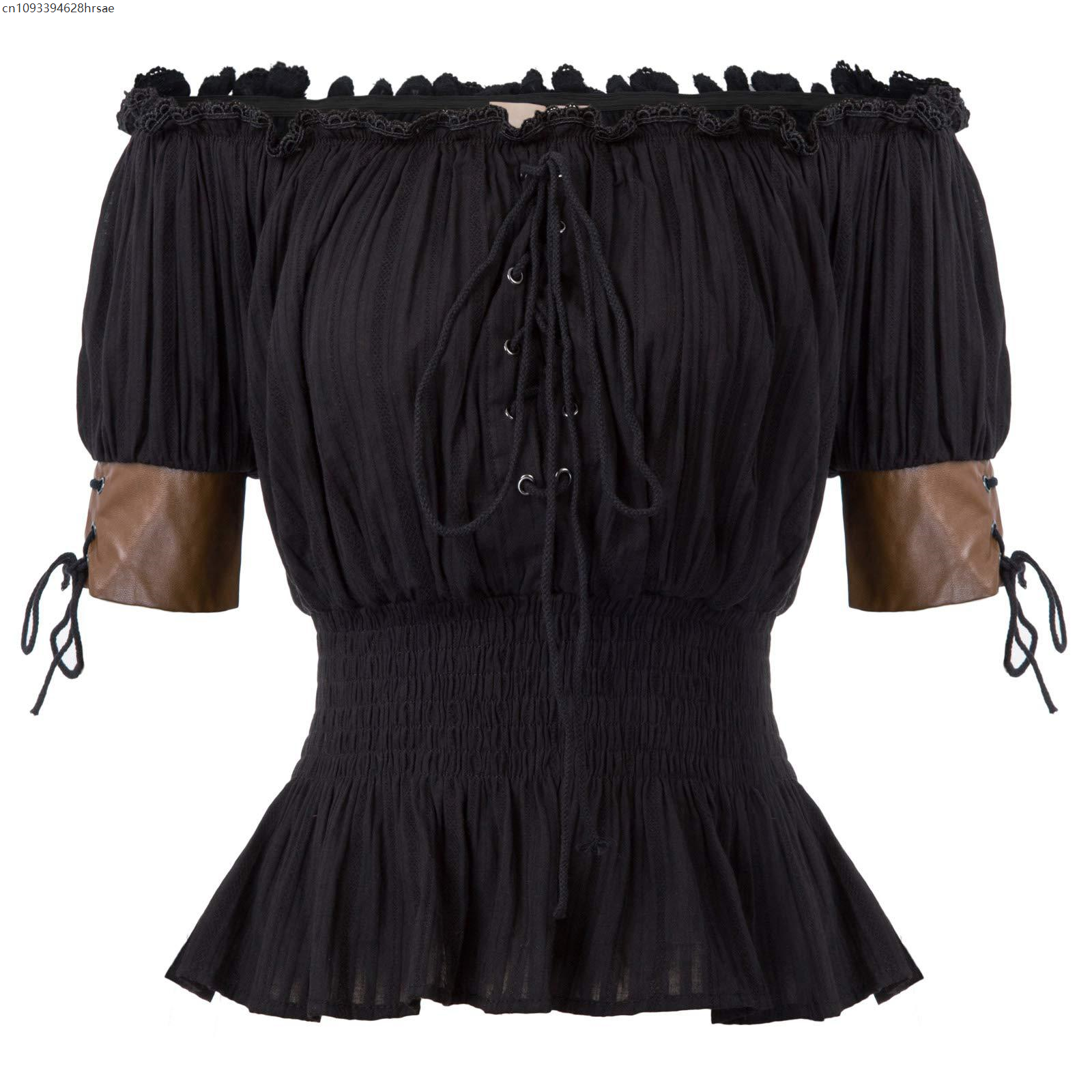 Tenue aristocratique médiévale Renaissance pour femmes, chemisier Vintage rétro Steampunk, haut Corset victorien, chemises à épaules dénudées, vêtements