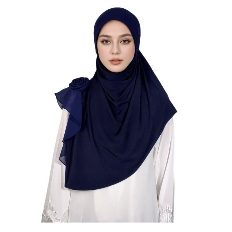 Mode femmes Hijab Cap châle élégant doux malaisie côté fleur dentelle enveloppes longue écharpe foulards
