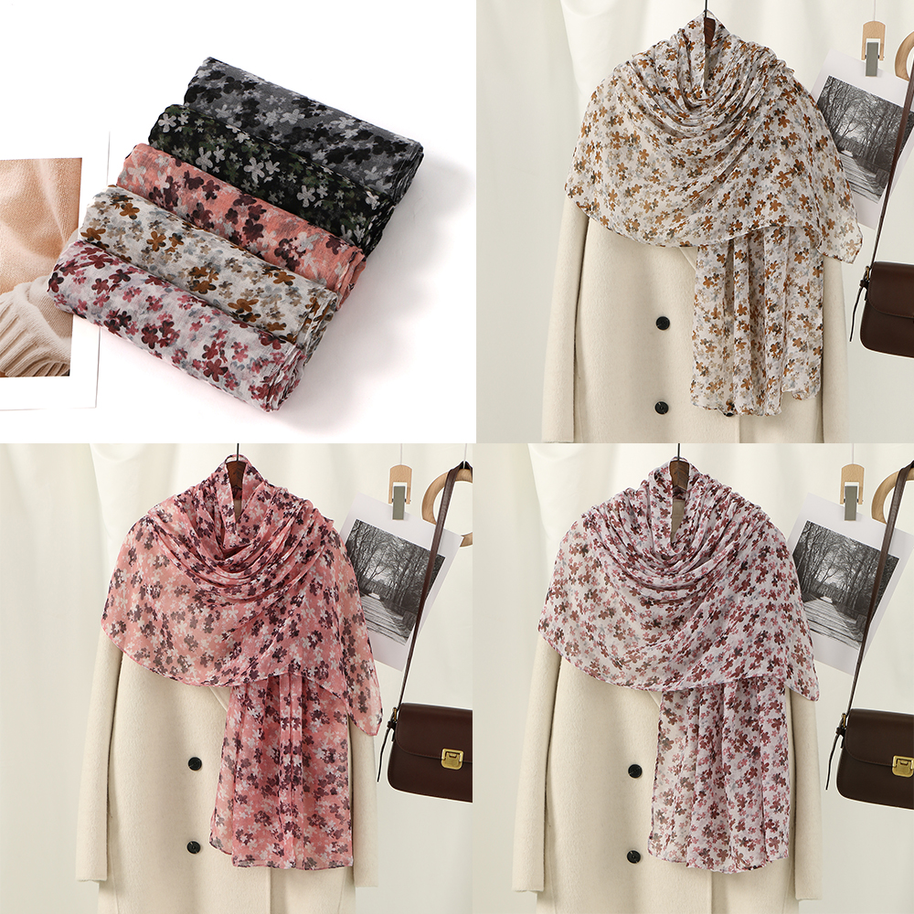 Foulard Hijab en Viscose imprimé Floral pour femme musulmane, châles doux, couvre-chef respirant d'été, Turban islamique